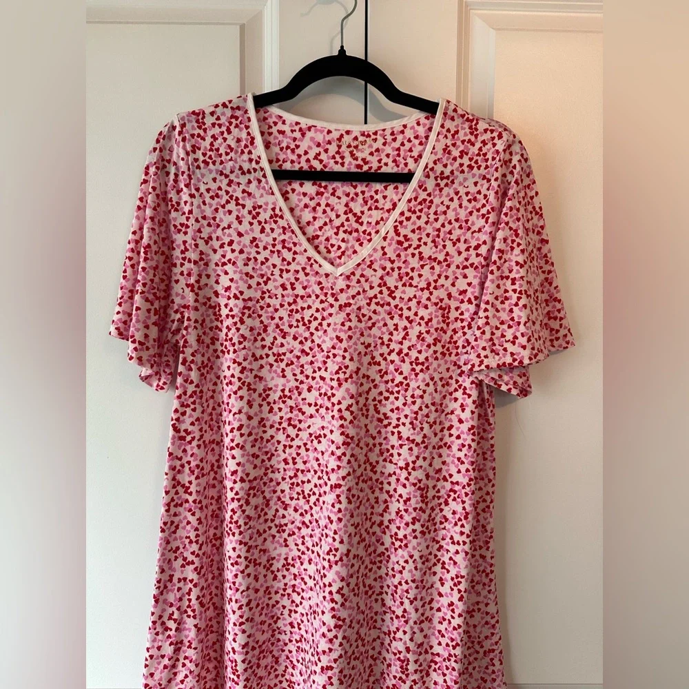 Kate Spade Confetti Heart Sleep Shirt Short Sleeve V-neck Multicolor Size Small